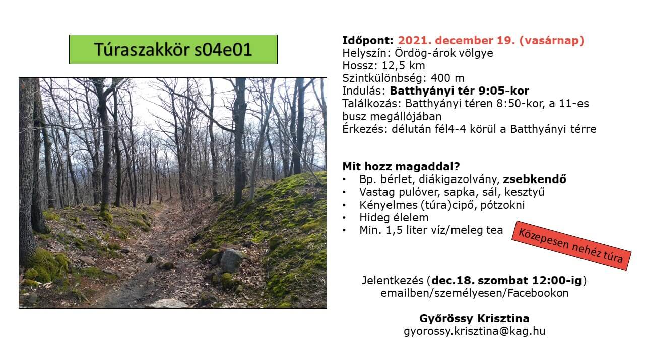 Túraszakkör december 19-én