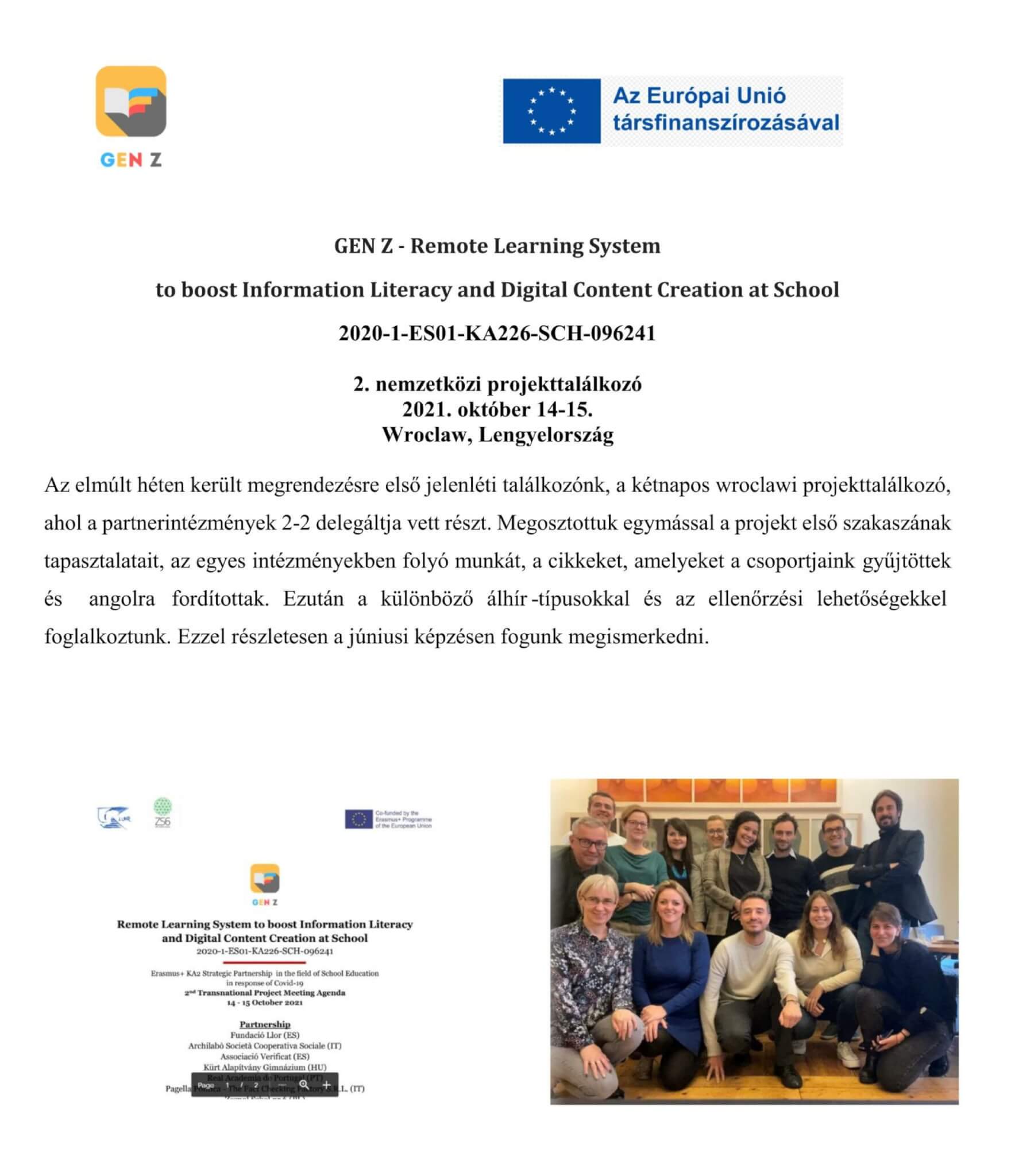 2. Nemzetközi Projekttalálkozó